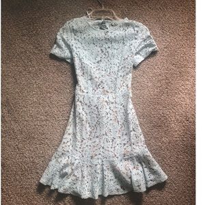 Cap Sleeve Lace Light Blue Midi Dress XS 0
